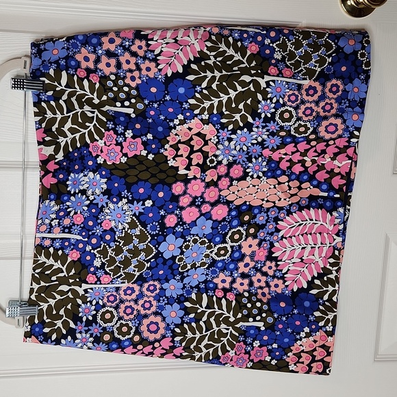 Talbots NWT mini spring floral skirt pink blue peach white Size 16 - Picture 1 of 7